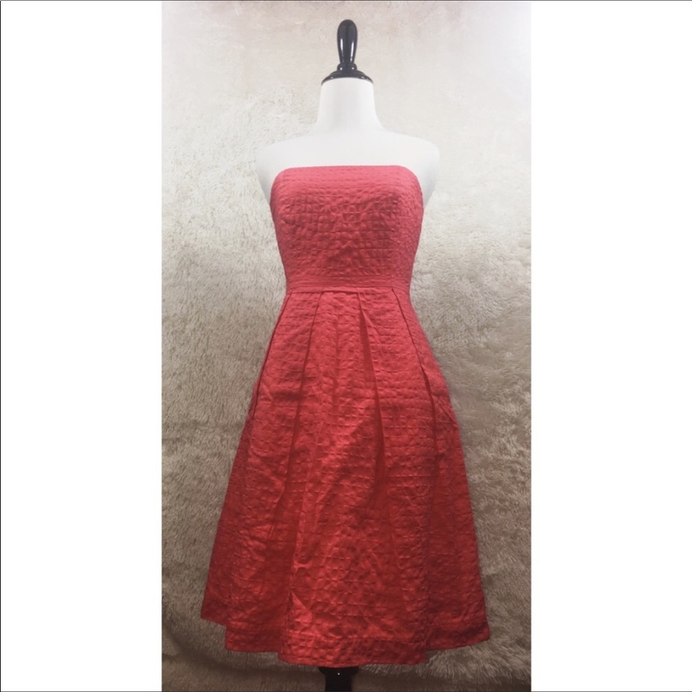 J Crew Textured Strapless A Line Dress Coral Sz 0